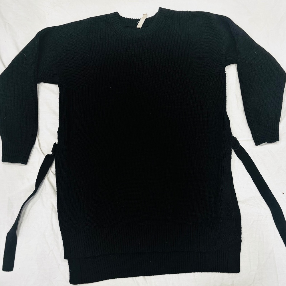 Athleta Sweater Womens X-LARGE Black West End Ribbed Tunic Knit Athletic Top